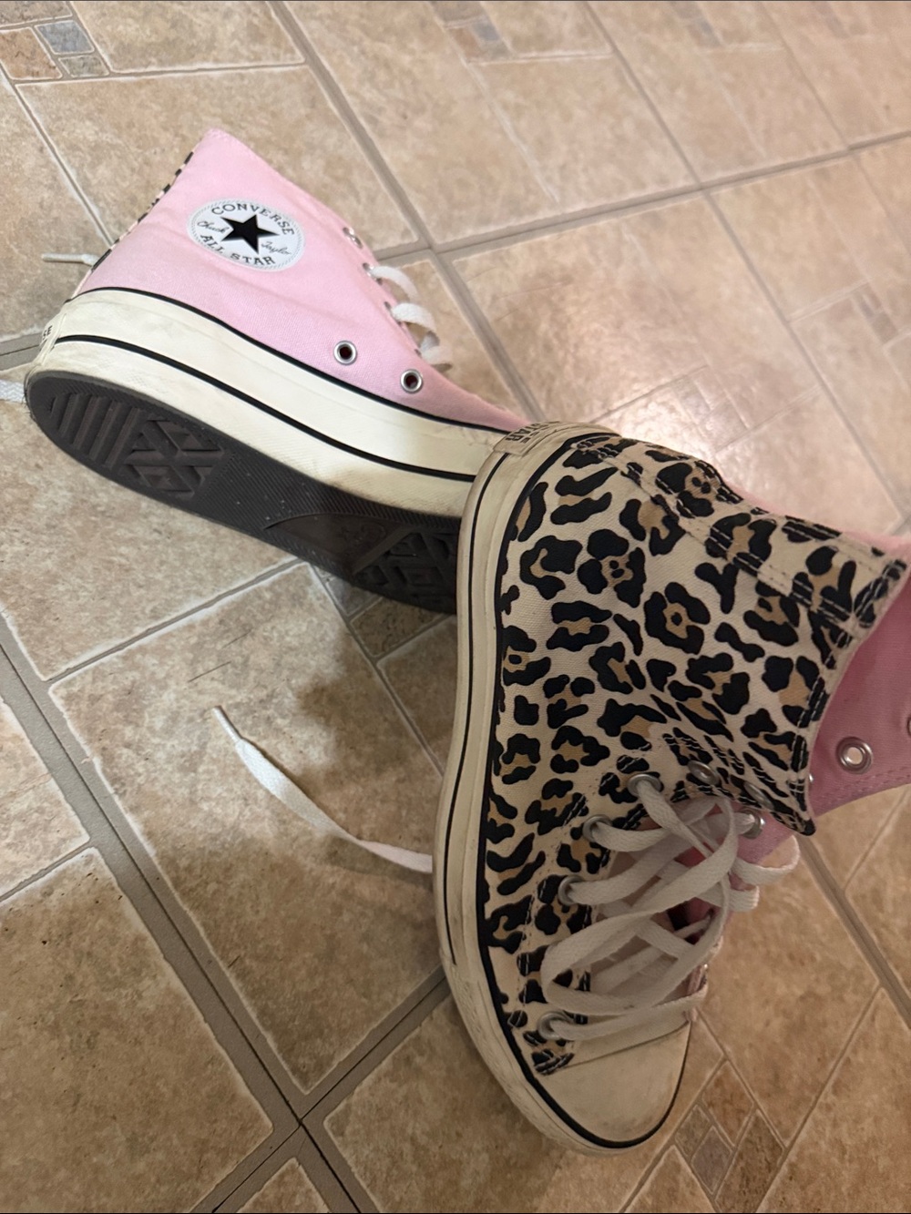 Converse Women's Pink & Leopard High Top Sneakers